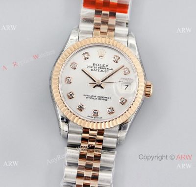 Swiss Grade Rolex Datejust 31mm TWF ETA2824 watch in 2-Tone Rose Gold Jubilee